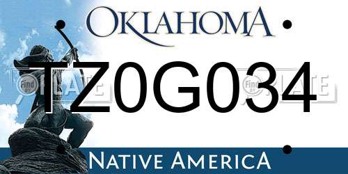 TZ0G034 Oklahoma License Plate