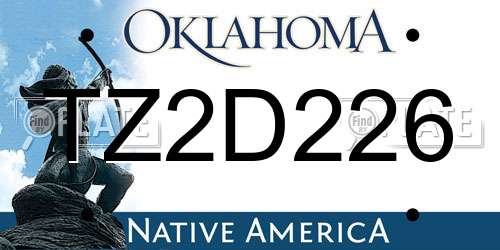TZ2D226 Oklahoma License Plate