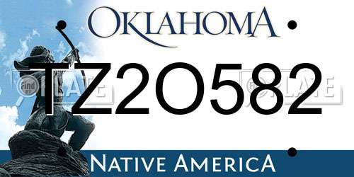 TZ2O582 Oklahoma License Plate
