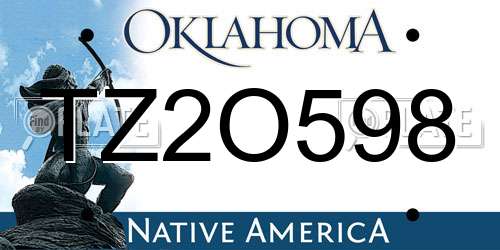 TZ2O598 Oklahoma License Plate