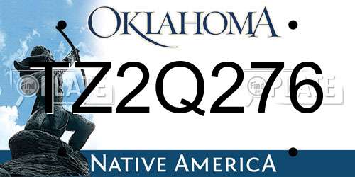 TZ2Q276 Oklahoma License Plate