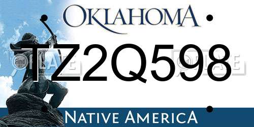 TZ2Q598 Oklahoma License Plate