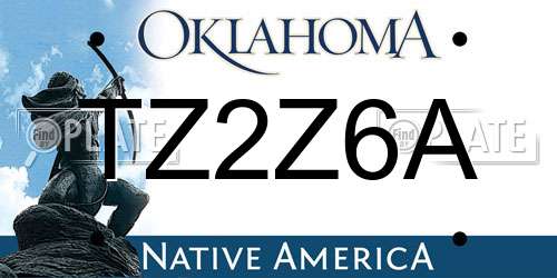 TZ2Z6A Oklahoma License Plate