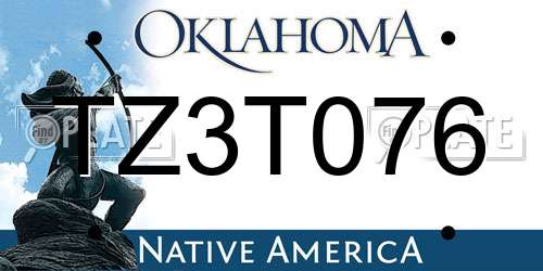 TZ3T076 Oklahoma License Plate