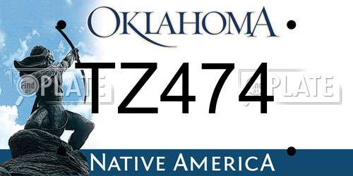 TZ474 Oklahoma License Plate
