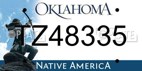 TZ48335 Oklahoma License Plate