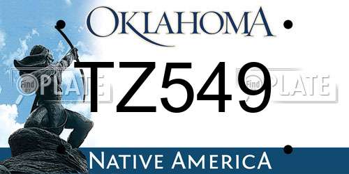 TZ549 Oklahoma License Plate
