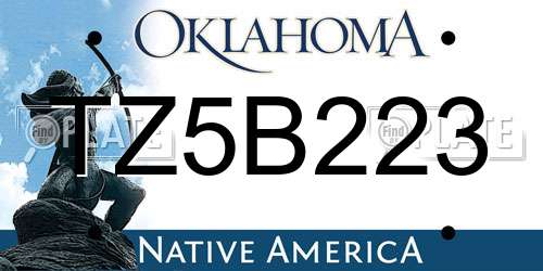 TZ5B223 Oklahoma License Plate