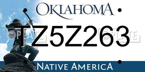 TZ5Z263 Oklahoma License Plate