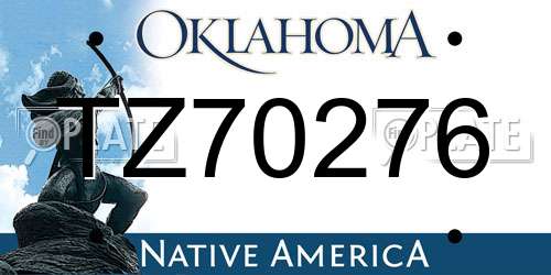 TZ70276 Oklahoma License Plate