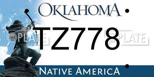 TZ778 Oklahoma License Plate