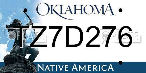 TZ7D276 Oklahoma License Plate