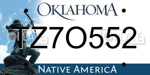 TZ7O552 Oklahoma License Plate