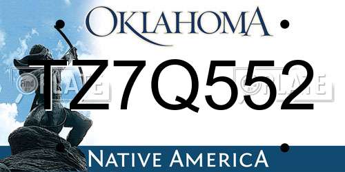 TZ7Q552 Oklahoma License Plate