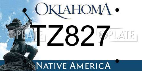 TZ827 Oklahoma License Plate