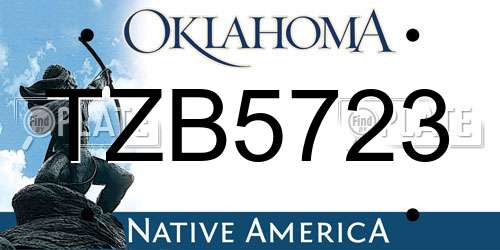 TZB5723 Oklahoma License Plate
