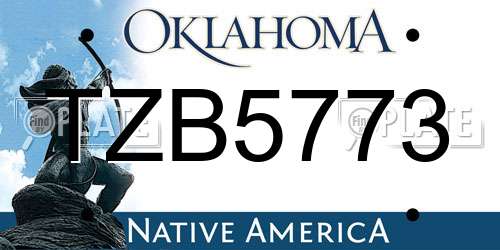 TZB5773 Oklahoma License Plate