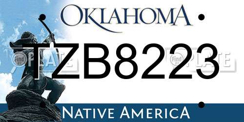TZB8223 Oklahoma License Plate