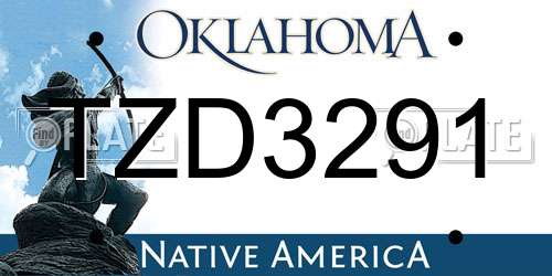 TZD3291 Oklahoma License Plate