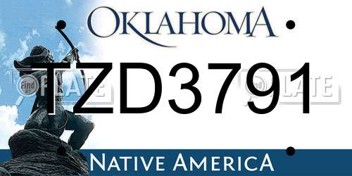 TZD3791 Oklahoma License Plate