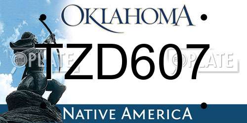 TZD607 Oklahoma License Plate