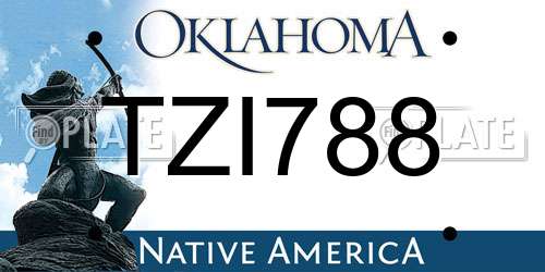 TZI788 Oklahoma License Plate