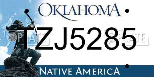 TZJ5285 Oklahoma License Plate