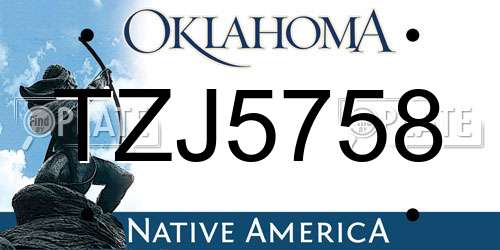 TZJ5758 Oklahoma License Plate