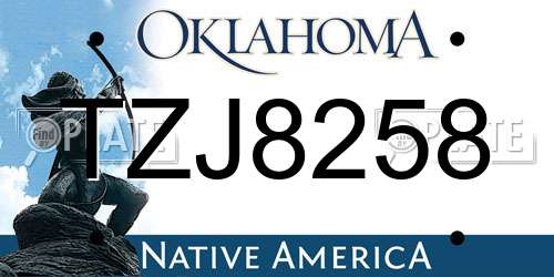 TZJ8258 Oklahoma License Plate