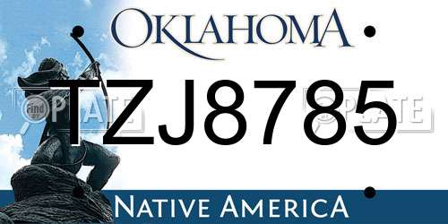 TZJ8785 Oklahoma License Plate