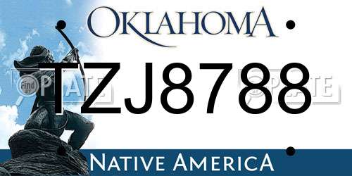 TZJ8788 Oklahoma License Plate