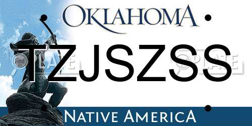 TZJSZSS Oklahoma License Plate