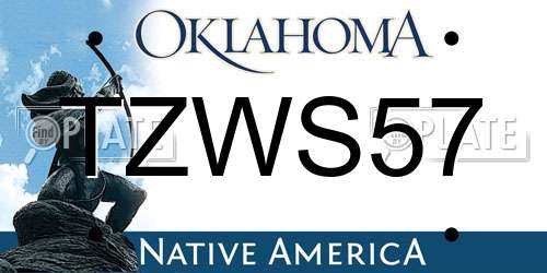 TZWS57 Oklahoma License Plate