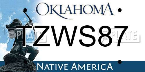 TZWS87 Oklahoma License Plate