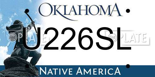 U226SL Oklahoma License Plate