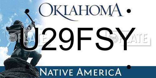 U29FSY Oklahoma License Plate
