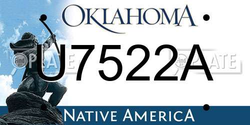 U7522A Oklahoma License Plate