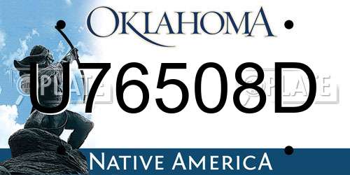 U76508D Oklahoma License Plate