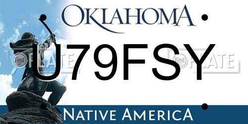 U79FSY Oklahoma License Plate