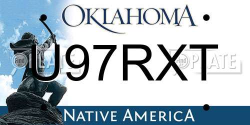 U97RXT Oklahoma License Plate