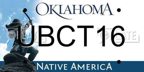 UBCT16 Oklahoma License Plate