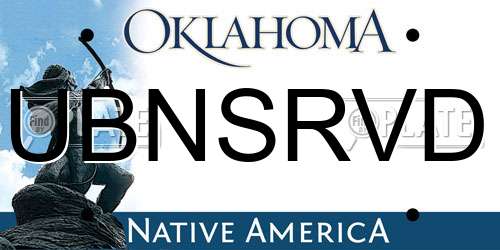 UBNSRVD Oklahoma License Plate