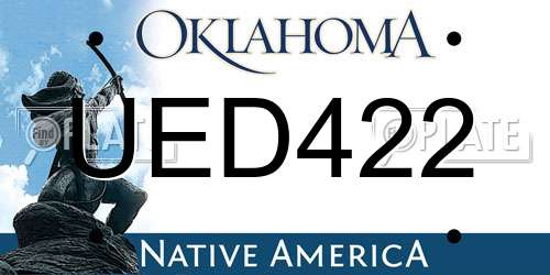 UED422 Oklahoma License Plate