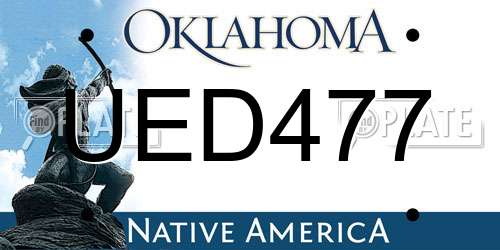 UED477 Oklahoma License Plate