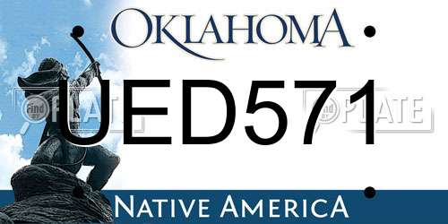 UED571 Oklahoma License Plate