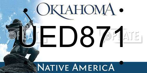 UED871 Oklahoma License Plate