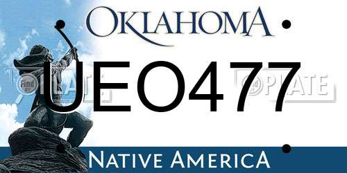 UEO477 Oklahoma License Plate