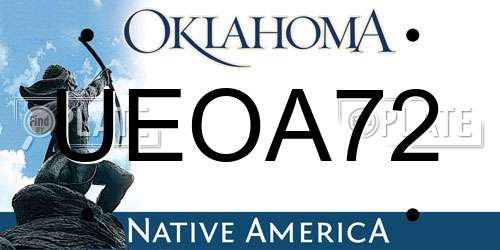 UEOA72 Oklahoma License Plate