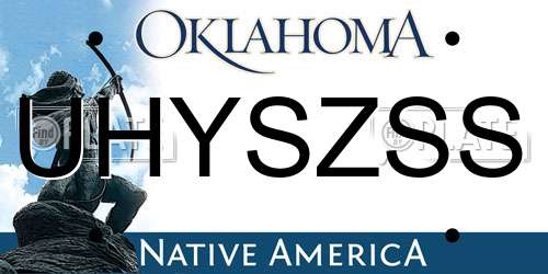 UHYSZSS Oklahoma License Plate
