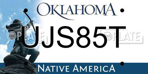 UJS85T Oklahoma License Plate